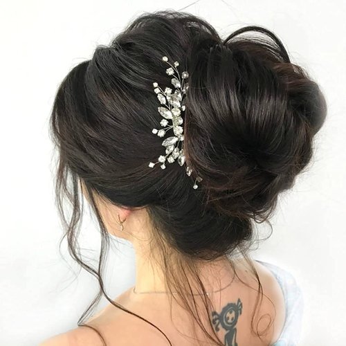 Jeairts Rhinestone Bridal Hair Comb Crystal Wedding Hair Pieces Sparkly Brides Headpiece Hair Dress Decorative Wedding Hair Accessories for Brides and Bridesmaids (1-Silver)