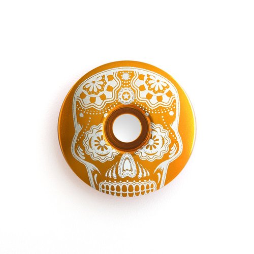 KustomCaps Sugar Skull (Center of Head) 1 1/8" Headset Cap Gold