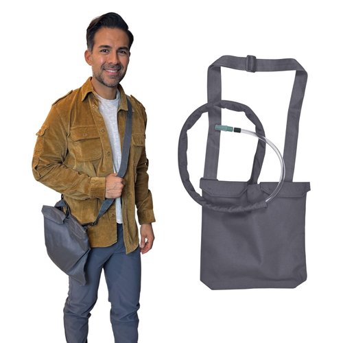 Urine Drainage Bag Holder with Catheter Tube Cover & Adjustable Strap - Grey
