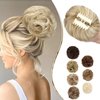 Leterly Messy Bun Hair Piece, Claw Clip Hair Bun Hairpieces Thick Updo Scrunchies Ponytail Hair Extensions Synthetic for Women Ash blonde mix Bleach Blonde