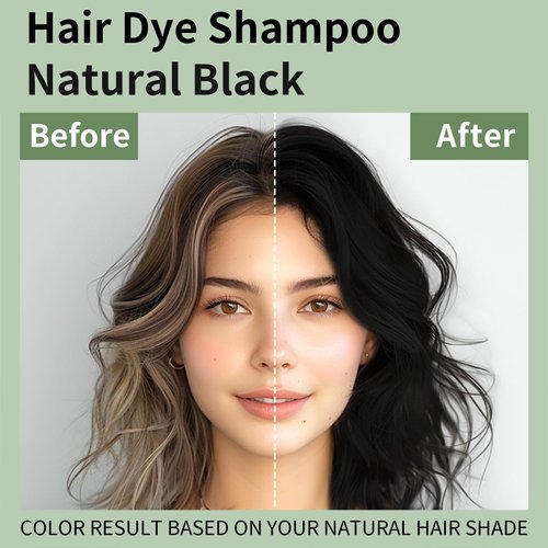 TYAYW Black Hair Dye Shampoo 3 in 1 for Gray Hair, Long-lasting & Natual Black Hair Shampoo, Hair Color shampoo for Men Women, Shampoo Para Canas, Hair Dye Easy to Use at Home 16.9 Fl Oz (Black)
