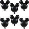 LIYDE 6 Pcs Mouse Head Balloon, 24'' Black Aluminum Foil Balloon for Birthday, Baby Shower Decorations