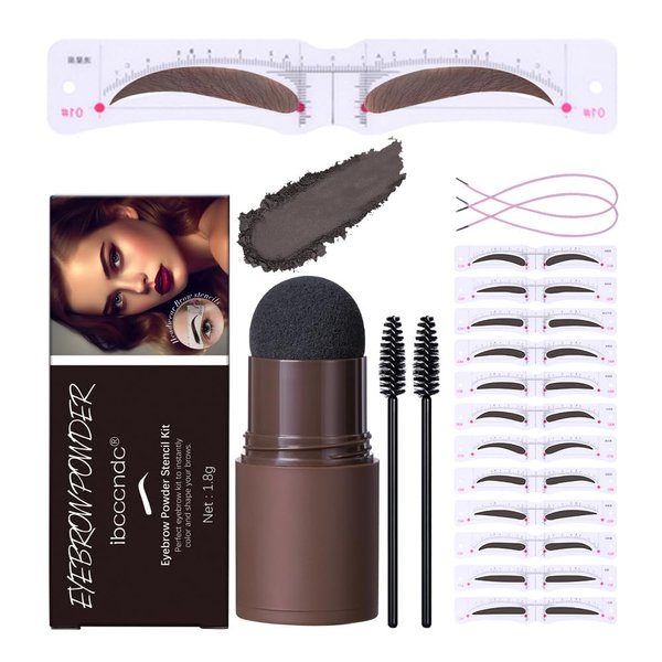 GL-Turelifes Eyebrow Stencil Set, Eyebrow Stamp Powder Kit with 12 Eyebrow Shape Brow Stencils, 2 Elastic Cord &2 Brow Brush, Long Lasting Natural Look Eyebrow Makeup Kit …