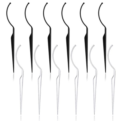 12 Pcs False Eyelashes Display Stick Eyelashes Applicator Tool 3D Eyelash Extensions Style Try on Sticks Planting Grafted Eye Lashes Applicator ​(Black, Transparent）