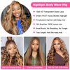 Kucmir 30 Inch Highlight Lace Front Wig Human Hair Pre Plucked Ombre Lace Front Wig Human Hair 13x6 Lace Front Wigs Human Hair Honey Blonde HD Lace Front Wig Human Hair with Baby Hairline