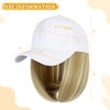 Lansigreen Baseball Cap with Hair Extensions Hat Wig Adjustable Hat Attached Short Straight 14" Synthetic Hairpiece for Women Ash Blonde Mix Bleach Blonde