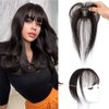 Clip in Bangs 100% Human Hair Extensions 360° Cover Clip on Bangs Real Human Hair for Women Fake Bangs for Daily Wear (Natural Black)