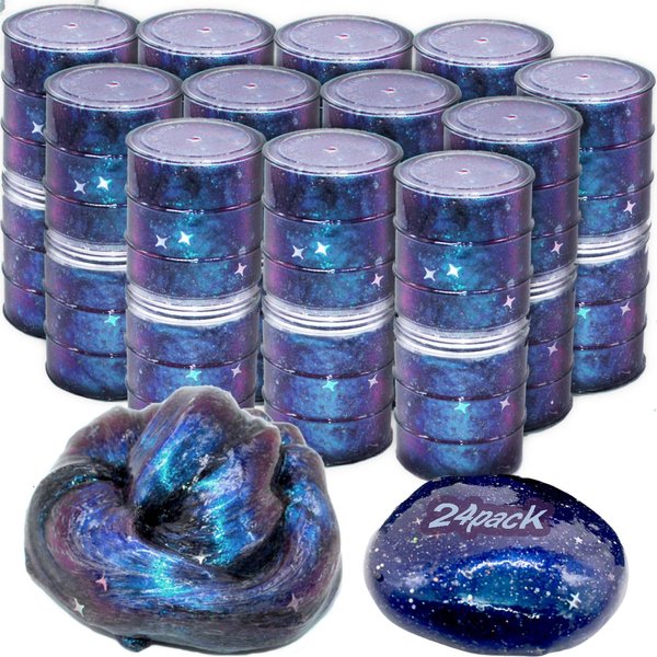 24 Pack Galaxy Star Slime,Party Favor for Kids Girls & Boys,Non Sticky, Stress & Anxiety Relief, Wet, Super Soft Sludge Toy,Birthday Gifts for Kids Girl and Boys