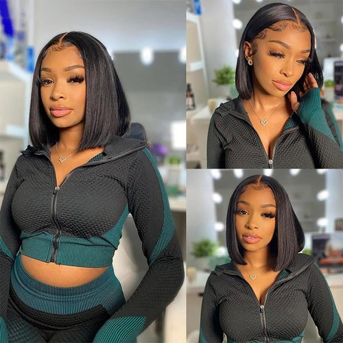WOPK Lace Front Wigs Human Hair Pre Plucked With Baby Hair 180% Density Hd Transparent Lace Frontal Wigs For Women 12inch