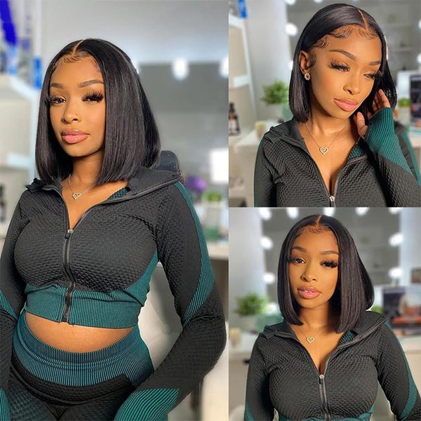 WOPK Lace Front Wigs Human Hair Pre Plucked With Baby Hair 180% Density Hd Transparent Lace Frontal Wigs For Women 12inch