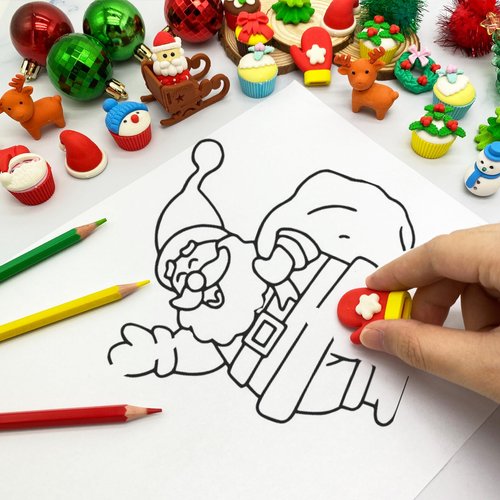 48pc Christmas Erasers for Kids Bulk Puzzle Eraser Desk Pets Holiday Erasers for Kids Christmas Party Favors Classroom Rewards