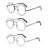 EYE ZOOM 3 Pack Metal Frame Round Reading Glasses with Spring Hinge (Black, Silver and Gunmetal, +1.75 Strength)