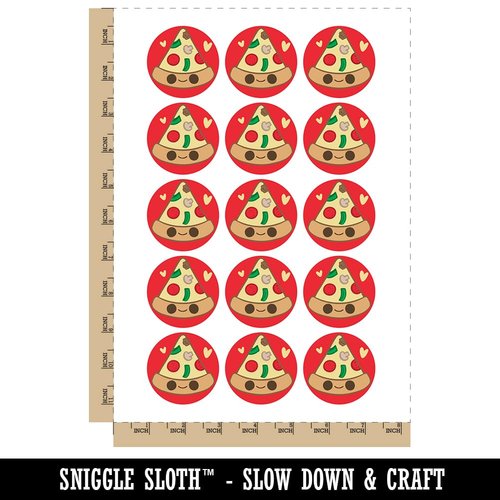 Deliciously Kawaii Chibi Pizza Slice Temporary Tattoo Water Resistant Fake Body Art Set Collection - 15 2" Tattoos (1 Sheet)
