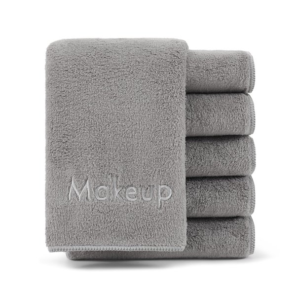 Arkwright Makeup Remover Wash Cloth - (Pack of 6) Soft Coral Fleece Microfiber Fingertip Face Towel Washcloths for Hand and Make Up, 11 x 17 in, Grey
