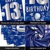 13th Birthday Decorations for Boys Girls, Blue Silver 13th Birthday Decorations Backdrop with Happy 13th Birthday Banner, Number 13 Hanging Swirls, Triangle Flag, 13 Years Old Birthday Party Supplies