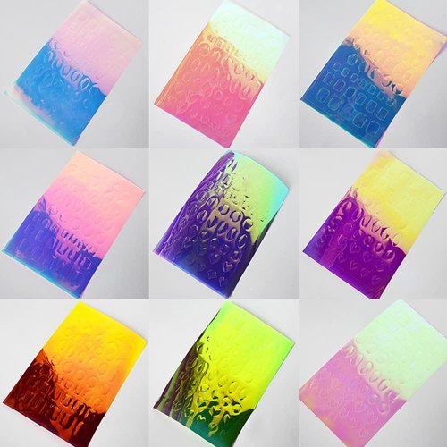 Dornail 11 Sheets Aurora Nail Foil Broken Glass Paper Nail Film Holographic Nail Stickers Laser Nail Decals DIY Nail Art Decoration for Women Girls