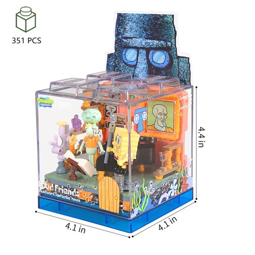 ROLOSO Sponge Squarepants Toy Building Brick Blocks Toys Sets 351 pcs Box kit Action Figures Pineapple House Patrick Stone Star Home for Creative Boys and Girls Fans Great Gift STEM