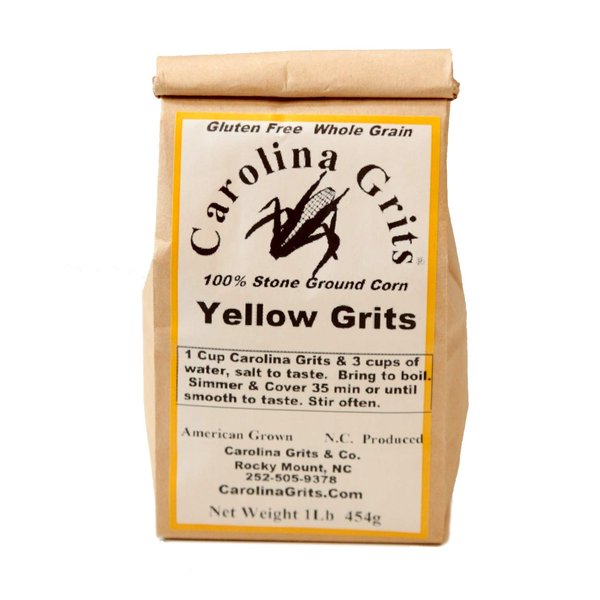 Carolina Grits Company Traditionally Stone Ground Yellow Grits, non-GMO, Whole Grain and Gluten Free (Yellow 1 Pack (16 ounces))