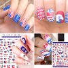 8sheets National Flag Nail Stickers American Independence Day Nail Decal Nail Art Decoration Supplies National Flag Star Butterfly Heart Shape Design for Women Nail Art Accessories