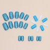 24Pcs Short Square Press on Nails White Blue Fake Nails Blue Sequins Glitter Luxury Design Nail Art Supplies Full Cover Artificial Coffin False Nails for Women Girls DIY Acrylic Manicure Decorations