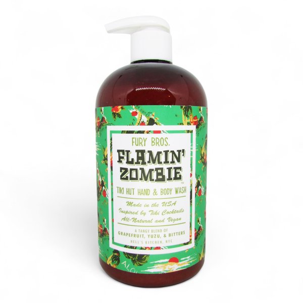 FURY BROS. Tiki Hut Hand & Body Wash Flamin’ Zombie | Grapefruit Yuzu & Bitters | Natural Ingredients | Made in USA | Inspired by Tiki Cocktail Recipes | Cruelty-Free | 16 oz