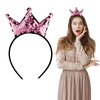WLLHYF Sequins Crown Headband Christmas Glitter Crowns Hair Band Gold Hair Hoop (pink)