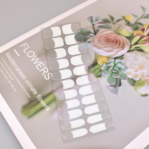 LIFOOST Semi Cured Gel Nail Stickers Winter Snowflakes Nail Designs Full Nail Art Wraps 22 Polish Strips Art Manicure Kits for DIY at Home (French Tip White)