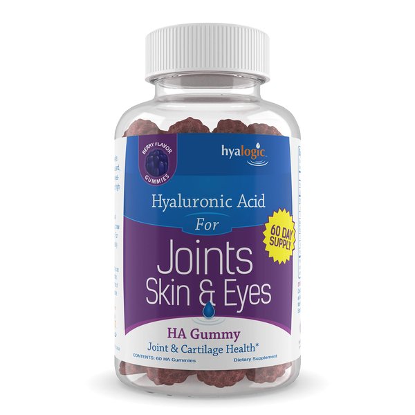 Hyalogic Chewy HA Gummies Mixed Berry Flavor Hyaluronic Acid Gummies – Gluten-Free Gummy Vitamins for Adults - HA Supplement for Joints, Skin & Eyes –60 Count (120 mg)