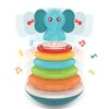 PlenPLAY Baby Tummy Time Toys, Musical Stacking Rings, Stacking Toys for Toddlers 1-3, Weeble Wobble Toys for Babies 6 9 12 Months, STEM Learning Toy, Sensory Toys for Babies (Elephant)