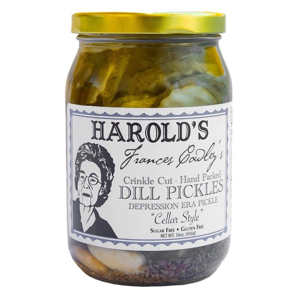 Harold's - Frances Cowley's Crinkle Cut Dill Pickle Slices - Award Winning Gourmet Pickles Packed With Fresh Garlic and Dill - Made in Texas