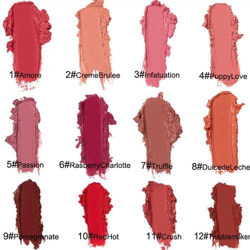 12 Colors Cream Texture Lipstick,Waterproof Lipstick Creamy Lip Gloss,Non-Stick to Cup Non-Fading Long-Lasting Moisturizing Velvet Liquid Lipstick,Hydrating Lip Natural Jelly Lipstick(10#,1.3 Fl Oz)