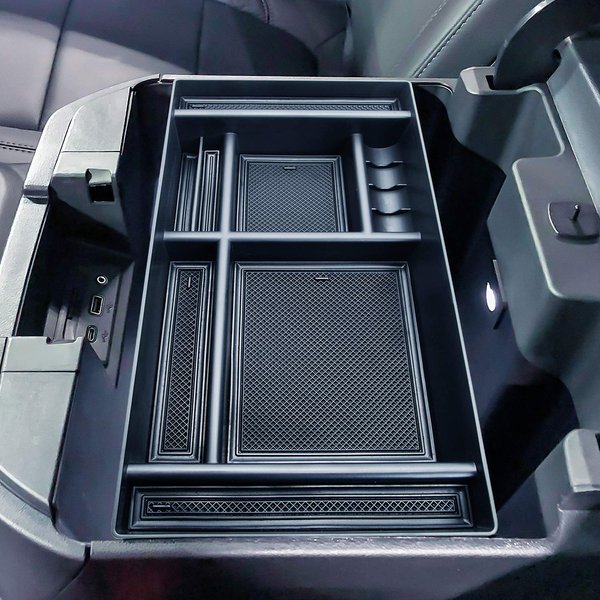 JKCOVER Center Console Organizer Tray Compatible with (2019-2022 2023) Chevy Silverado 1500/GMC Sierra 1500 and 2020-2023 Silverado/Sierra 2500/3500 HD - Full Console w/Bucket Seats ONLY，Black trim