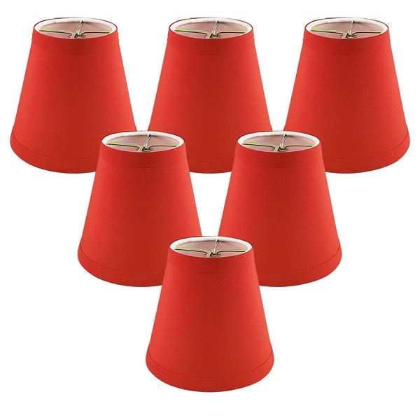 Royal Designs CS-1002-5RED-6 Clip On Empire Chandelier Lamp Shade, 3" x 5" x 4.5", Red, Set of 6