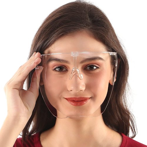 salipt 2 Pack Upgraded Anti-Fog Plastic Full Face Covering,Transparent Face Guard with Anti-Slip Nose Pad,Breathable Dust-Proof Nose Face Mouth Shield Protective for Unisex Adults Outdoor Activities