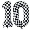 Black White Checkered Number 10 Balloons, 40 Inch Giant Number Balloons Foil Mylar Helium Checkered Number 10 Balloons for 10th Birthday Party Supplies Anniversary Event Celebration Decorations