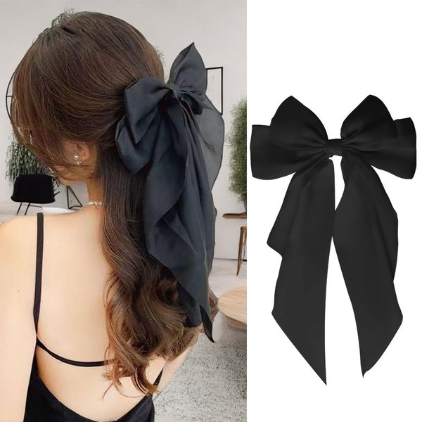 Big Hair Bows for Women Girls Hair Bow Clips Barrettes Hair Accessories Bow Pins Hair Bow Clip Pin Hair Ribbon for Hair Bows Clips Womens Bowknot Hair Clip Black Hair Bow Hair Clips