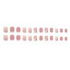 French Tip Press on Nails Short Petite Fake Nails Square Matte False Nails with Flower Designs Acrylic Nails Cute Extra Short Pink Glue on Nails Reusable Artificial Stick on Nails for Women Girls