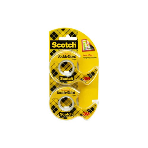 Scotch Double Sided Tape, 0.5 in. x 400 in., 2 Dispensers/Pack