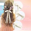 FULZTEY 4 Pack Bow Hair Clips for Women Red Beige Bow Hair Barrettes Silky Bowknot Hair Ribbon Long Tail Fashion Coquette Bows Clips Hair Accessories for Girls