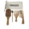 SHAN'ROCK BEAUTISTIC 4pc Eco-Friendly Bamboo Wide-Tooth Comb,Paddle Detangling Brush, Pick and Edge Brush Set for Thick, Curly, Straight, Wavy, Dry and Fine Hair