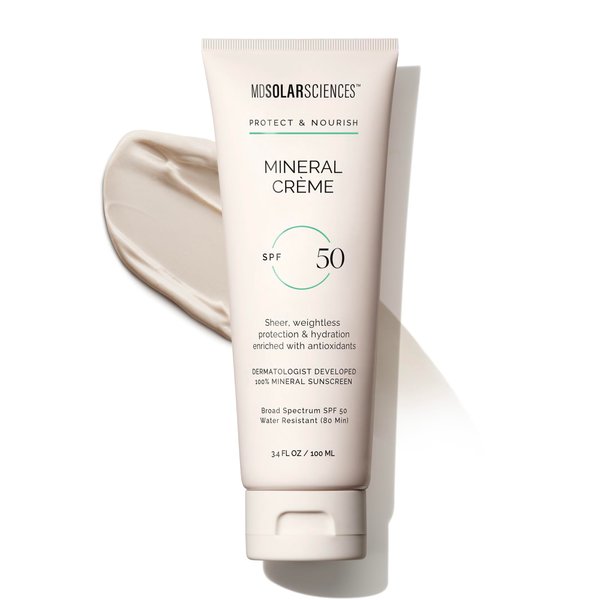 MDSolarSciences Mineral Crème SPF 50 Sunscreen for Face + Body – Water-Resistant, Broad Spectrum UV Protection – Blendable Micronized Zinc Oxide – Smooth, Natural Matte Finish, 3.4 Fl Oz