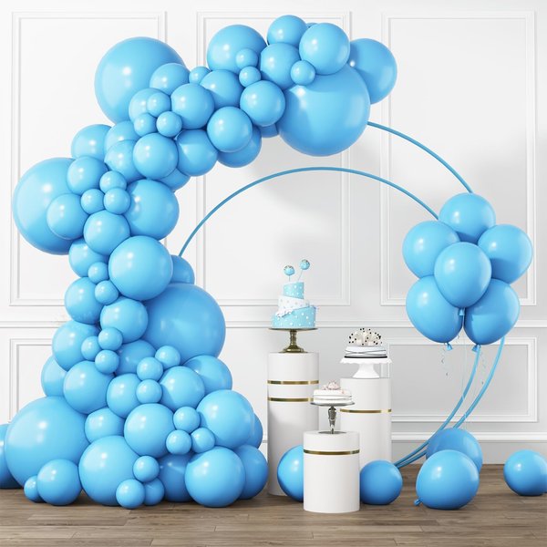 RUBFAC Light Blue Balloons Different Sizes 105pcs 5/10/12/18 Inch Sky Blue Balloon Garland Kit for Wedding Baby Shower Birthday Party Supplies Bridal Shower Decorations