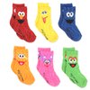 Sesame Street Elmo Unisex-Child, Boys, Girls Multi Pack Crew Socks with Grippers, 6 Pack, Abby Zoe 6 Pk, 2-3T