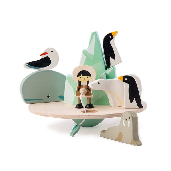 Tender Leaf Toys - Balancing Polar Circle - 9 Piece Wooden Stacking and Balancing Toy & Educational Game - STEM Toy - Early Learning to Develop Strategic Thinking and Fine Motor Skills - Age 3+