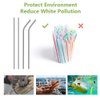 4PCS Reusable Metal Straws,8.5" Stainless Steel Straws with Case -Cleaning Brush for 20/30 Oz for Tumblers (Silver)