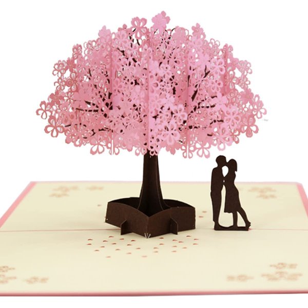 3D Pop Up Greeting Card - Handmade Cherry Blossom Card mother's Day Father's Day Anniversary Greeting Card Valentine's Birthday Thanksgiving Decorations Card, for Couples, Mom, Husband,Wife