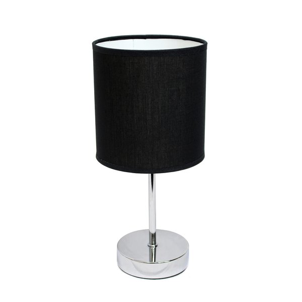 Simple Designs LT2007-BLK Chrome Mini Basic Table Lamp with Fabric Shade, Black