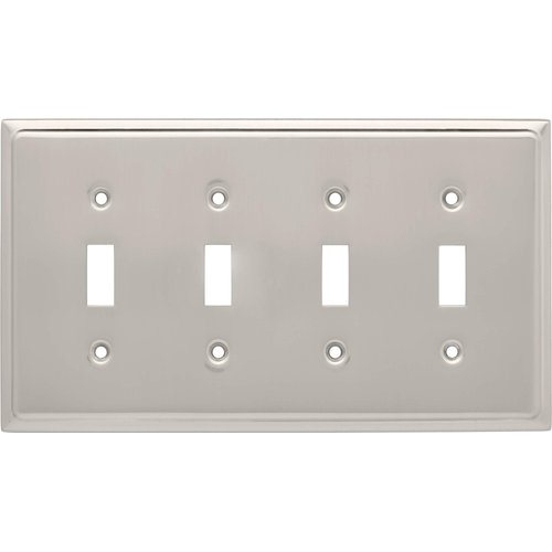 Franklin Brass 126477 Country Fair Quad Toggle Switch Wall Plate, Satin Nickel
