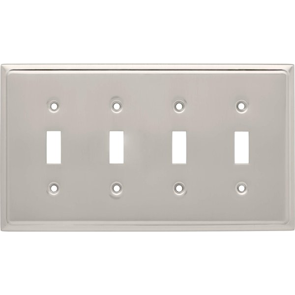 Franklin Brass 126477 Country Fair Quad Toggle Switch Wall Plate, Satin Nickel