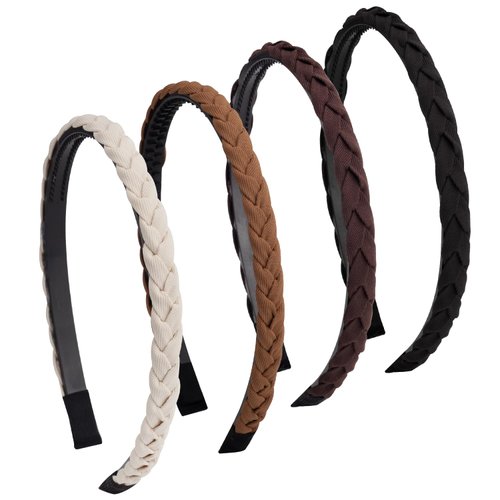Deoot 4 Pack Headbands for Women Solid Colors Cute Thin Headbands Non Slip Fashion Headband braided headbands hair Accessories for Women Girls（4 Colors